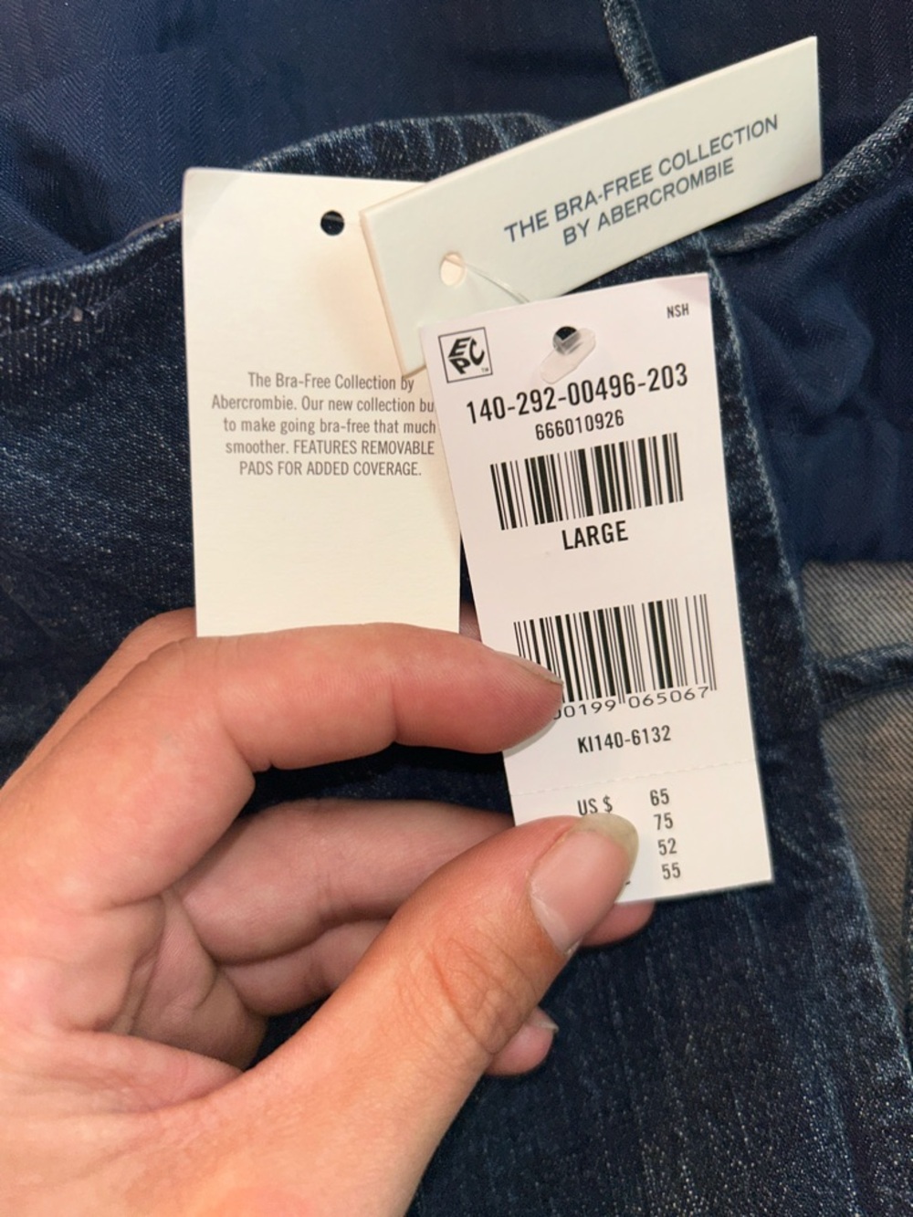 Abercrombie & Fitch Bra Free Collection Denim Square-Neck Tank, Removable Pads - Picture 4 of 4